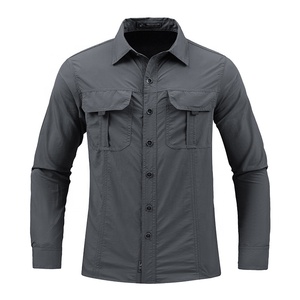 Alta calidad 100% Nylon secado rápido enfriamiento transpirable ventilación trasera bolsillos con solapa manga larga utilidad Cargo camisa de trabajo al aire libre para hombres - Product Image 4
