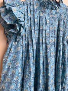 Vestido mini de verano para mujer, con cuello halter, manga corta, estampado floral bohemio hippie, 100% algodón, a precio de fábrica. - Product Image 2