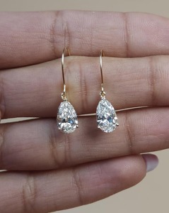 Pendientes de Diamantes en Forma de Pera de 2 Quilates, Oro de 14K, Diamantes Cultivados en Laboratorio, VS, Elegantes, Joyería Fina, Regalo para Mujer, para Fiestas - Product Image 1