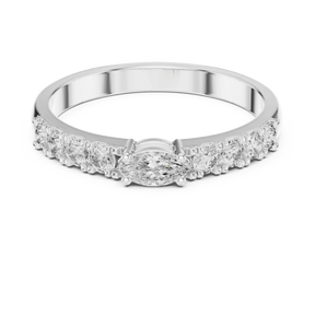 Marquise & round CUT Lab Grown Diamond 18K แหวนเพชรสีเหลืองทองแหวนหมั้นงานแต่งงานคลาสสิกเครื่องประดับเพชรโตใหม่ - Product Image 5