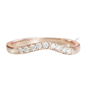Anillo de Boda de Diseño de Lujo Vintage con Diamantes Naturales Curvos, Elegante y Moderno, con Engaste de Puntas en Oro Rosa, Certificado IGI, Alta Joyería - Product Image 1