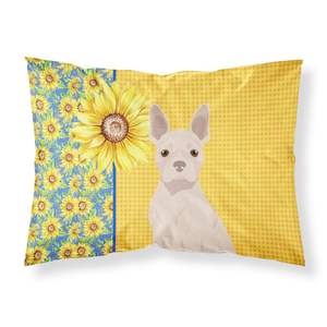 Summer Sunflowers White Boston Terrier Standard Lightweight Super Soft Easy Care Decorative Artwork Taie d'oreiller Taies d'oreiller Taies d'oreiller - Product Image 1