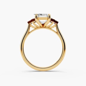 <b>Emerald</b> Cut IGI Certified Lab Grown Diamond Three Stone Engagement <b>Ring</b> in 10K 14K 18K Gold 925 935 <b>Silver</b> Fine Jewelry - Product Image 4