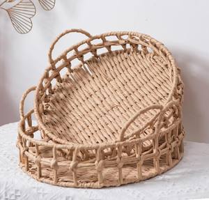 Bandeja de jacinto de agua hecha a mano a precio competitivo con asa, cesta de servicio reutilizable al por mayor, cesta de almacenamiento de bandeja de Vietnam - Product Image 6