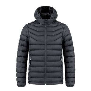 Wholesale Customized Design Men's Winter Puffer <b>Jacket</b> Hooded Waterproof Reversible NylonPolyester <b>Canvas</b> Stand Collar - Product Image 3