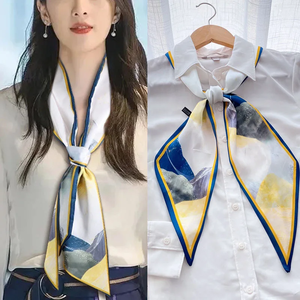 Écharpe longue de luxe en soie, foulard fin pour femme, bandeau, foulard imprimé cheval, ruban de marque pour femme - Product Image 5