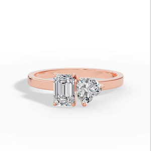 High Quality Women's Toi Et Moi <b>Ring</b> Heart <b>Emerald</b> Cut Lab Grown Diamond 925 <b>Silver</b> Luxury IGI Certified Wholesale OEM Fine - Product Image 2