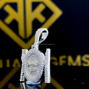 จี้เพชรทรงกลมและทรงบาแกตต์ประดับเพชรโมอิสซาไนต์สุดหรูสำหรับเด็ก สไตล์ฮิปฮอป ทำจากเงินแท้ 925 - Product Image 4