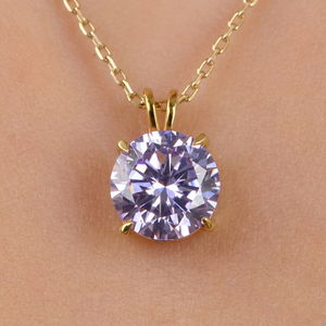 Colgantes y Dijes Cristianos Finos para Mujer con Diamante Solitario de 10mm Creado en Laboratorio, Corte Brillante, Plata 925, Chapado en Oro y Rodio - Product Image 1
