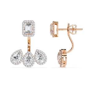 JEWELLERY PLANET Pendientes de Diamantes Cultivados en Laboratorio en Oro Amarillo para Mujer, Corte Brillante, Clásicos para Boda, Chapados en Oro de 14k-22k - Product Image 2