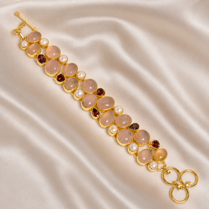 Pulsera de Cuarzo Rosa Natural, Granate y Perla de Agua Dulce, Plata de Ley 925, Hecha a Mano, con Gemas, para Navidad - Product Image 5