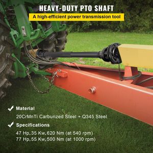 Eje PTO para Tractor Serie 5, 1-3/8 pulgadas, 6 estrías, ambas extremidades, 43-57 pulgadas, con juntas universales, línea de transmisión PTO para desbrozadora - Product Image 1