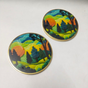 Ensemble de sous-verres en MDF de luxe imprimés sur mesure, ronds, faits à la main, écologiques, épaisseur 6 mm, diamètre 100 mm, pour table basse, décoration de la maison - Product Image 6
