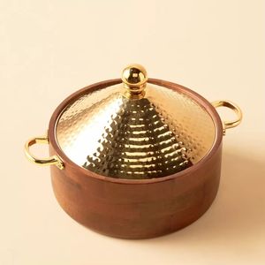 Luxury Hammered Gold Hot Pot Casserole Premium Insulated Food Warmer Dome Lid Elegant Buffet Serving Ware Wedding Hotel Pot - Product Image 2