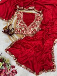 Sari indien classique en soie Rangoli pour les fêtes nuptiales, avec un chemisier exclusif, vêtements ethniques pour femmes, pour les mariages et festivals indiens. - Product Image 6