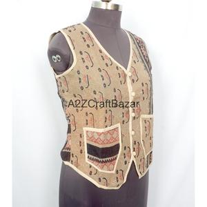Vintage <b>Kantha</b> Quilted Printed Waistcoat Logo 100% Pure Cotton Breathable Autumn Vest Women Boho Style Regular - Product Image 3