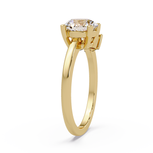 Anillos de lujo con diamante cultivado en laboratorio de corte redondo de 1.00 ct y detalles en forma de marquesa, certificado IGI, anillos de compromiso de oro puro de 14K para mujer. - Product Image 3