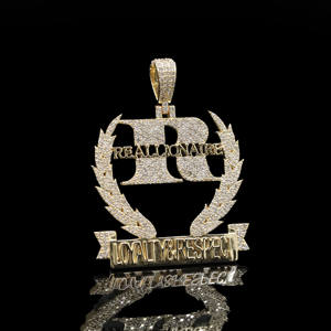 Colgante Hip Hop Personalizado con Diamantes de Imitación, Chapado en Oro, para Hombre, Estilo Ice Hustle Authority - Product Image 3