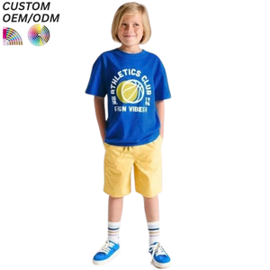 T-shirts décontractés pour garçons, 100% coton, coupe ajustée, manches courtes, col rond, grandes tailles, logo personnalisé, ODM - Product Image 1