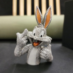 Iced Out Moissanite Bunny Pendant Hip Hop Bling Jewelry 925 Silver Custom Two Tone Pendant Animal Pendant Pass Diamond <b>Tester</b> - Product Image 3