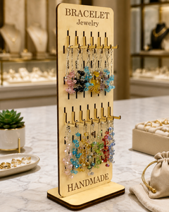 Présentoir à boucles d'oreilles rustique classique en forme de ruche avec étagères en verre LCD, taille personnalisable pour organisateur fonctionnel d'exposition - Product Image 4