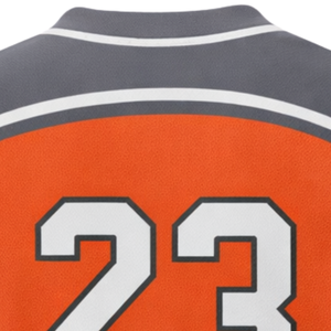 Jersey de Softbol Sublimado con Botones para Mujer, Corte Ajustado, Naranja y Gris, Uniforme Personalizado para Equipo con Número Impreso en la Espalda - Product Image 6