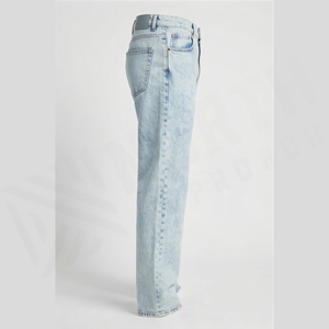 Jean en denim délavé coupe droite pour homme, taille haute, coupe régulière, en coton, style décontracté, idéal pour le printemps - Product Image 5