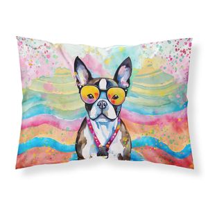 Boston Terrier Hippie Dawg oeuvre décorative Standard taie d'oreiller légère Super douce facile d'entretien housse de coussin - Product Image 1