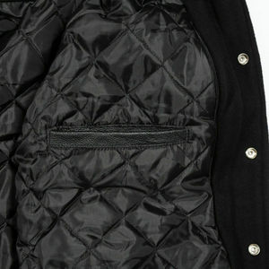 Custom Black Wool Varsity <b>Jacket</b> Men's Leather Sleeve Embroidered Front Logo Casual Autumn Baseball <b>Jacket</b> - Product Image 4