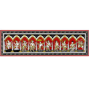 SriKrishna Dashavatara Traditional Handcrafted Rectangle Wall Art Painting-Orissa Origin Indoor Living Room Hanging Decoration - Product Image 4