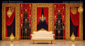 Indian Wedding Peacock Design Laser Cut Frames Gold Laser Cut Peacock Wedding Backdrop Panel Stage Decor Panels for Mehndi Stage - Product Image 3