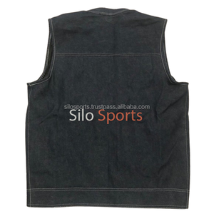 Silo Sports 2025 OEM Best Selling Premium <b>Black</b> Denim <b>Vest</b> <b>Men's</b> Plus-Size Front Pockets Sleeveless High Street Eco-Friendly - Product Image 5