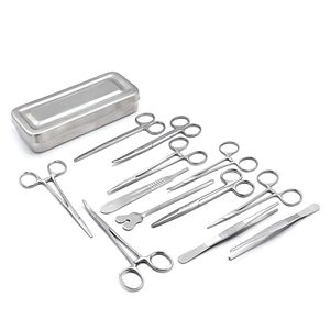 Juego de Instrumentos Quirúrgicos Básicos para Cirugía Menor, 13 Piezas, Acero Inoxidable Manual, Veterinario, Clase I, Caja de Esterilización con Certificación CE - Product Image 6