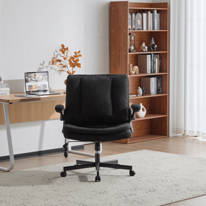 Criss Cross Legged <b>Office</b> <b>Chair</b> with Dynamic Airbag Lumbar Support Flip up Back and Flip Arm Wide Seat Desk <b>Chair</b> - Product Image 1
