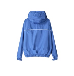 เสื้อแจ็คเก็ตผู้ชายแบบมีฮู้ด สีสันตัดกัน ป้องกันลม ซิปปิด ทรงสปอร์ต เสื้อคลุมสำหรับฤดูใบไม้ผลิ สีน้ำเงินกรมท่า ขาว - Product Image 4