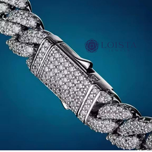 Rhodium Plated 925 Silver <b>Rope</b> <b>Chain</b> Necklace With Round Brilliant Cut Diamonds Unisex Luxury Geometric Design - Product Image 6