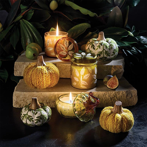 Premium Green Foliage Glass Candle Jar with <b>Lid</b> <b>Decorative</b> Scented Candle for Home Interior Styling - Product Image 1