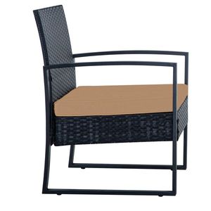 "<b>Waterproof</b> Washable 3-Piece Outdoor PE Wicker Patio Black Rattan Sectional <b>Sofa</b> Couch Set with Cushions" - Product Image 1