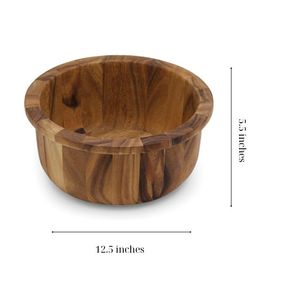 High Quality Rustic Acacia <b>Wood</b> <b>Salad</b> <b>Bowl</b> with Wide Lip Handcrafted Serving <b>Bowl</b> for <b>Salads</b> Fruits and Decor - Product Image 6