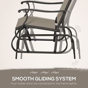 Set da 3 Pezzi: Sedia a Dondolo, Tavolino da Tè, 2 Sedute Oscillanti, Piano in Vetro Temperato, Arredamento da Esterno per Giardino e Patio, Struttura in Acciaio, Ideale per Ospedali - Product Image 6