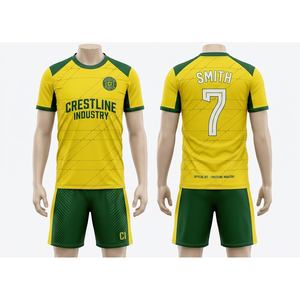 Ensemble short et maillot de football Crestline Industry pour homme, bleu, imprimé géométrique, sublimé, anti-transpiration, uniforme sportif - Product Image 4