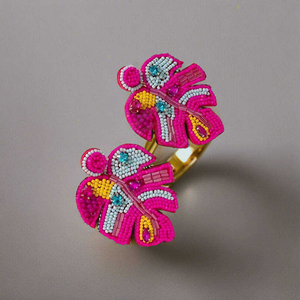 Pendientes de Cuentas Bordadas a Mano con Hilo de Algodón Colorido, Estilo Floral, Cuentas de Vidrio, Personalizables - Product Image 2