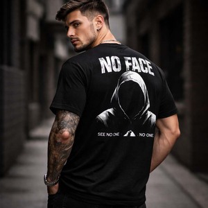 เสื้อยืดสตรีทแวร์ลายกราฟิกผู้ชาย ทรงโอเวอร์ไซส์ ผ้าฝ้าย แฟชั่นแนวเมือง พิมพ์ลายด้านหลัง รับสกรีนโลโก้ - Product Image 5