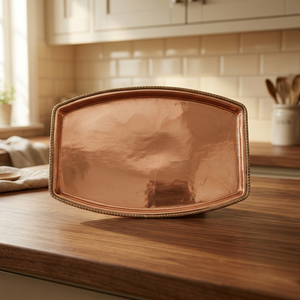Bandeja de cobre de lujo al por mayor para servir agua y vaso, bandeja decorativa para almacenamiento diario de frutas, bandeja de cobre para decoración del hogar y cocina - Product Image 4
