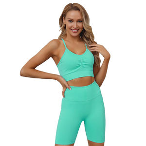 Ensemble de yoga pour femmes Active Wear, respirant, motif à carreaux, haut sans manches de haute qualité, 2 pièces, à prix avantageux - Product Image 4