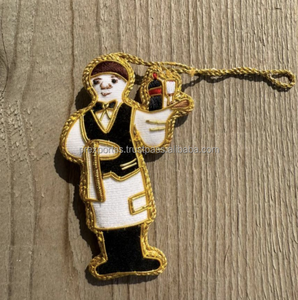 Ornement de sapin de Noël fait main en alliage brodé et perlé, décoration suspendue Fleur de Lys, fil Zari, pour les fêtes chrétiennes - Product Image 4