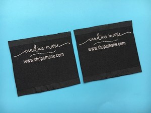 Étiquettes de vêtements en coton imprimées Candice Marie, étiquettes rectangulaires en tissu lavables, découpées au laser, étiquettes cousues pour chaussures - Product Image 1