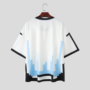 New Designs Men's Oversized Knitted T-Shirt 100% Cotton Short Sleeve Crew Neck Print Tee Casual Streetwear OEM ODM Manufacturer - Product Image 3