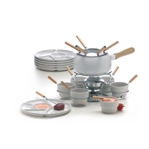 Set Fondue Excelsa 28 Pezzi Convivio in Acciaio Argento, Stoviglie per Feste - Product Image 2