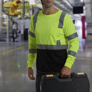 Camisa de seguridad de alta visibilidad de manga larga para hombre, ropa de trabajo reflectante de alta calidad para trabajadores de la construcción y sitios industriales. - Product Image 4